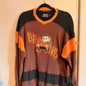 Vintage Mirage NFL Cleveland Browns Long-Sleeve Pullover Shirt in Brown & Orange